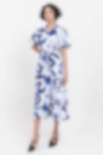 Indigo Blue Cotton Printed Shirt Summer Dress by POP SUGAR at Pernia's Pop Up Shop