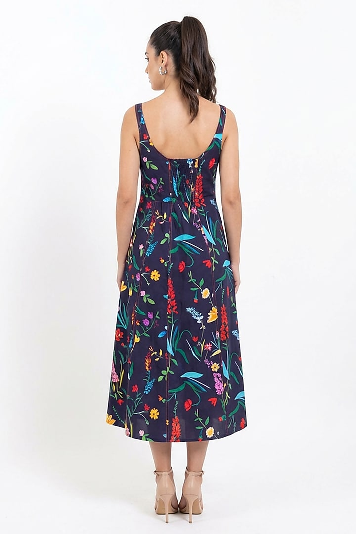 Multi-Colored Cotton Printed Midi Summer Dress by POP SUGAR at Pernia's Pop Up Shop