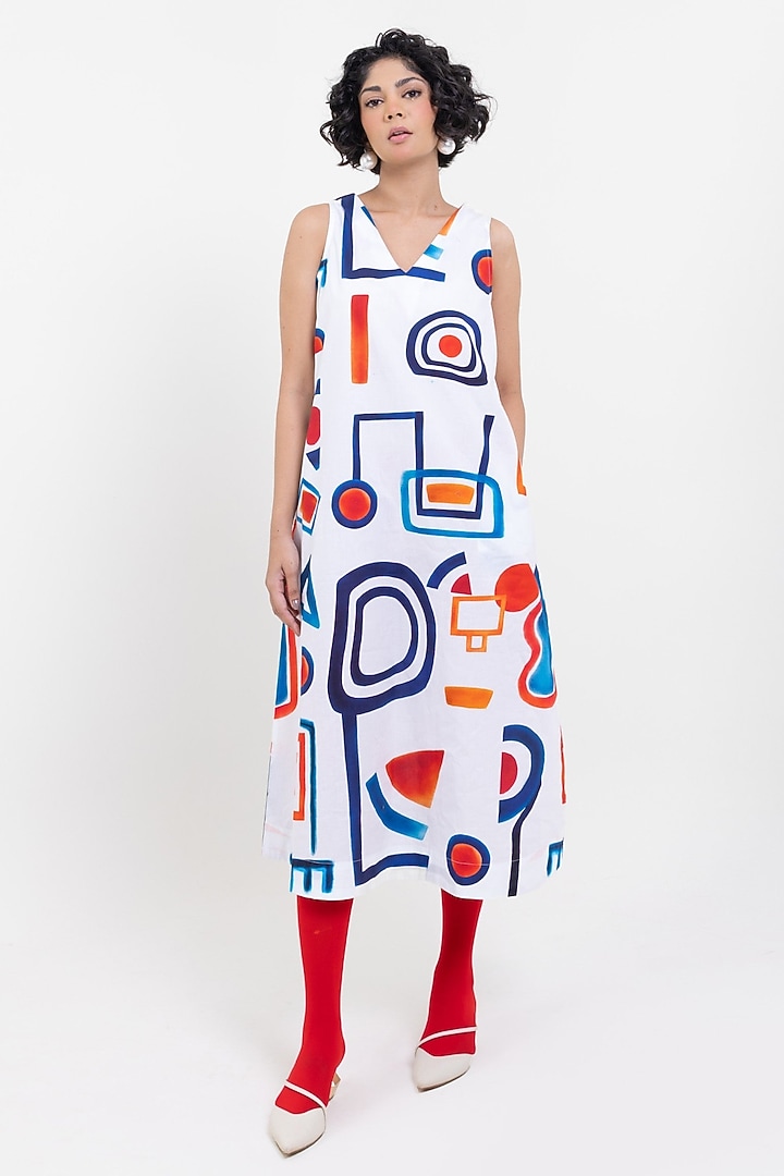 Multi-Colored Cotton Printed Midi Summer Dress by POP SUGAR at Pernia's Pop Up Shop