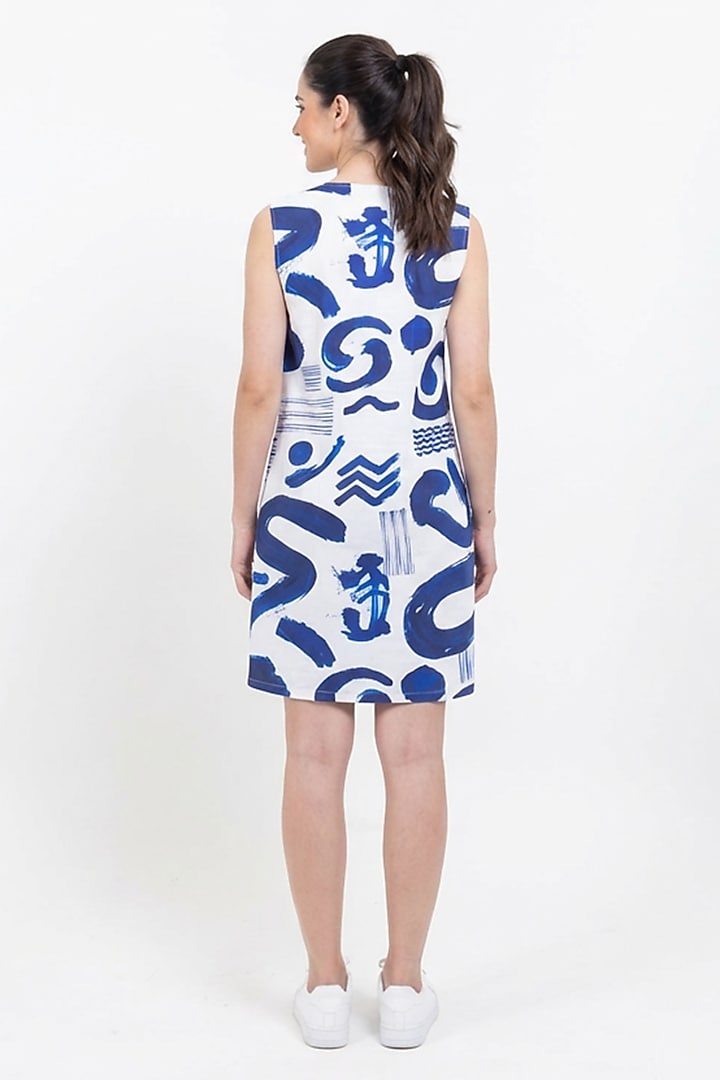 Indigo Blue Cotton Printed Summer Dress by POP SUGAR at Pernia's Pop Up Shop