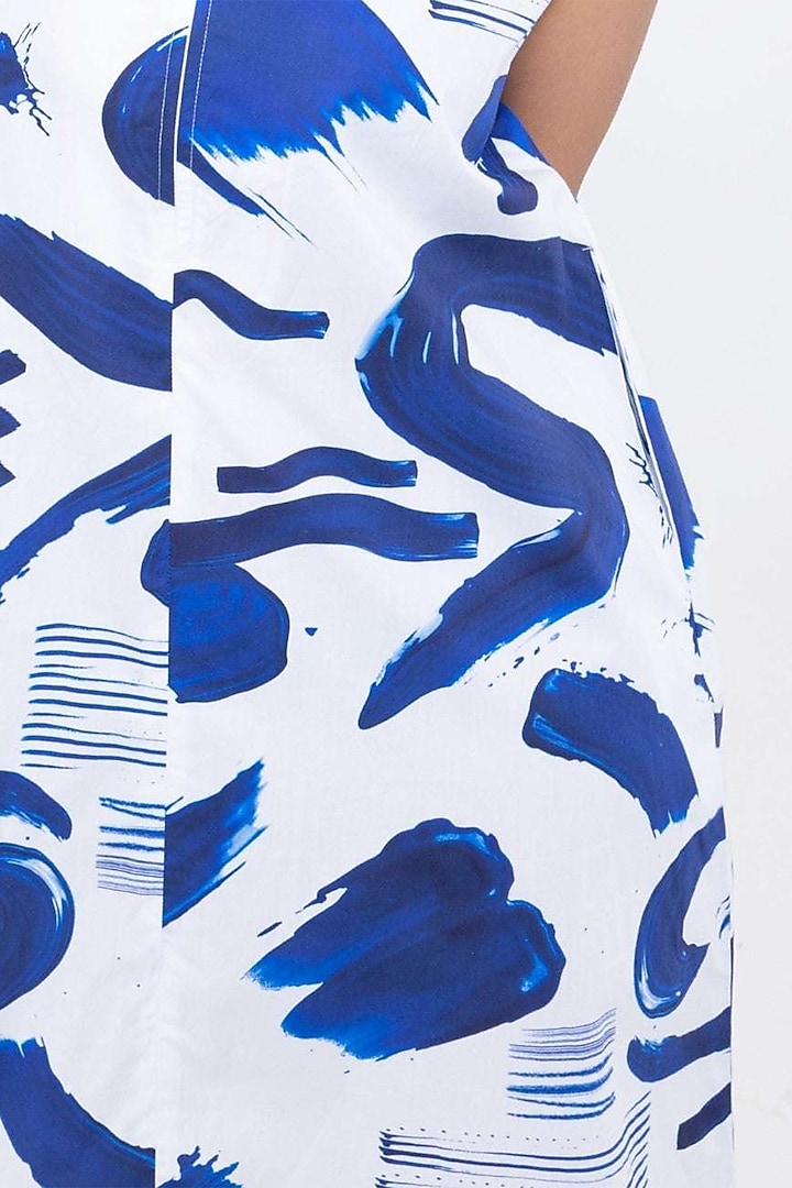 Indigo Blue Cotton Printed Summer Dress by POP SUGAR at Pernia's Pop Up Shop