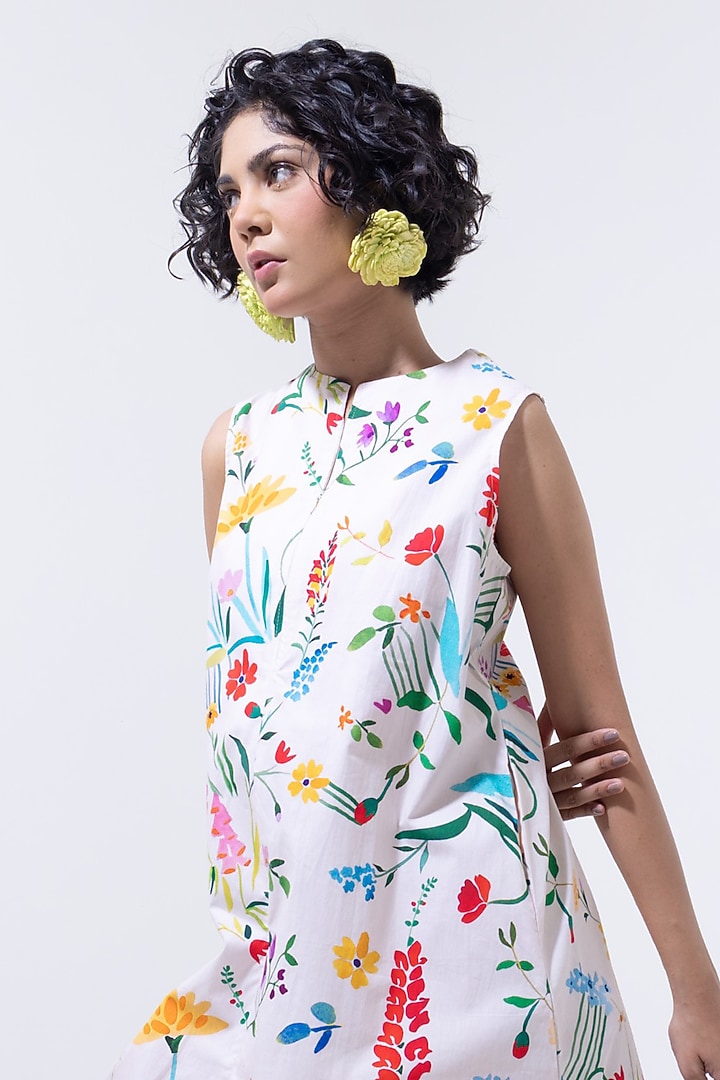 White Cotton Printed Summer Dress by POP SUGAR at Pernia's Pop Up Shop