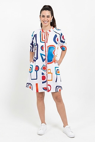 Multi-Colored Cotton Printed Dress by POP SUGAR