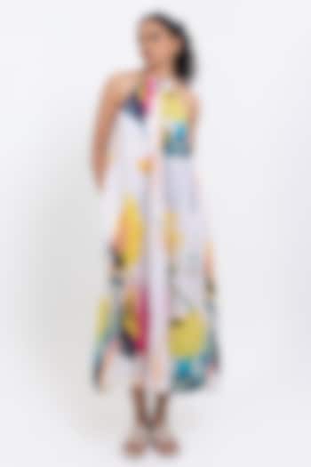 Black Vegan Silk Printed Maxi Summer Dress by POP SUGAR at Pernia's Pop Up Shop
