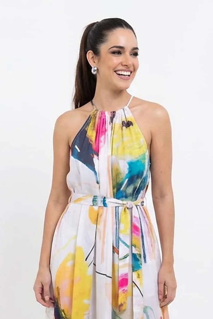 Black Vegan Silk Printed Maxi Summer Dress by POP SUGAR at Pernia's Pop Up Shop