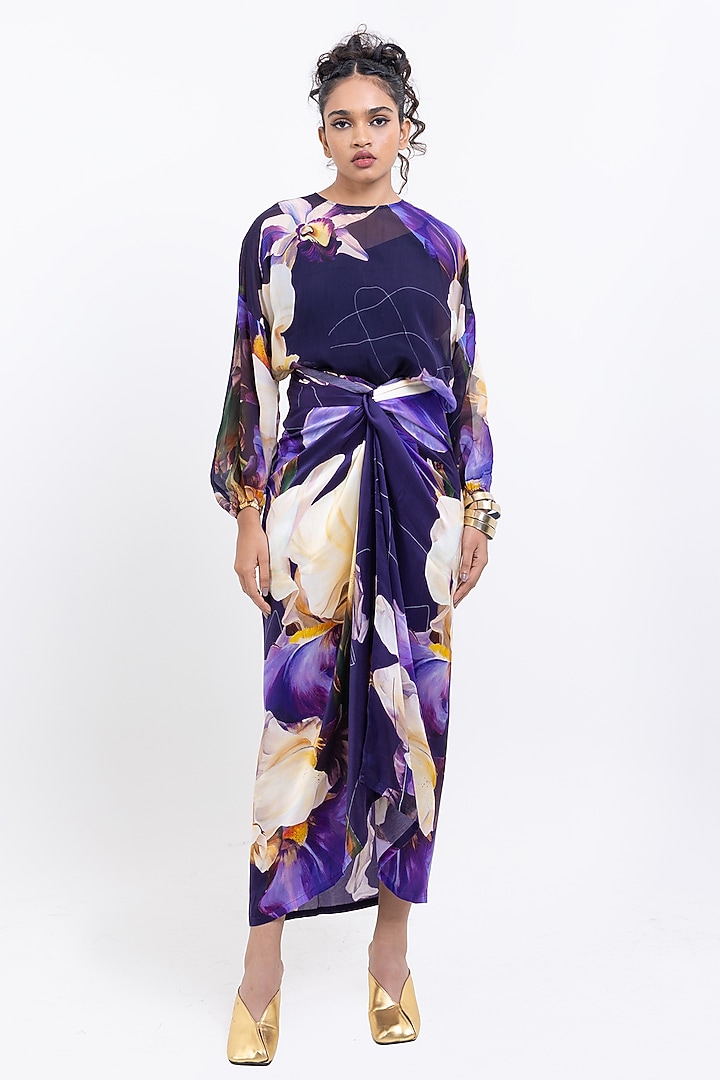 Jamuni Vegan Silk Floral Printed Sheer Top by POP SUGAR at Pernia's Pop Up Shop