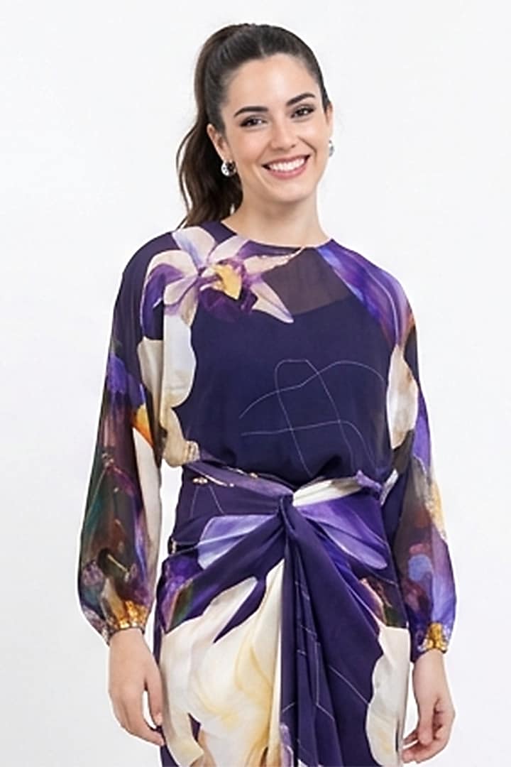 Purple Organza Printed Top by POP SUGAR at Pernia's Pop Up Shop