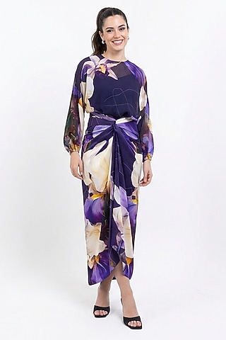 Purple Organza Printed Top by POP SUGAR