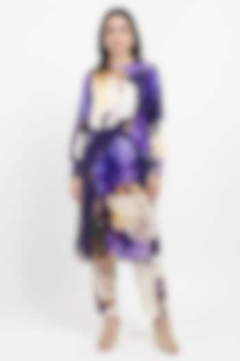 Purple Vegan Silk Printed Co-Ord Set by POP SUGAR at Pernia's Pop Up Shop