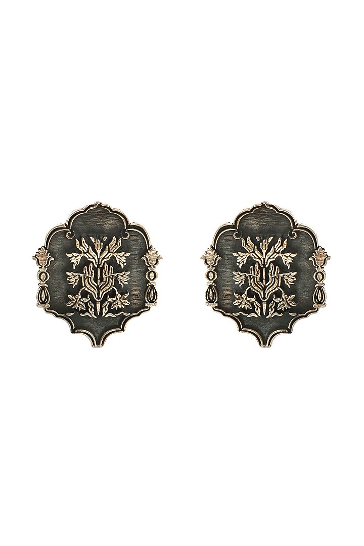 Oxidised Finish Handcrafted Dangler Earrings In Sterling Silver by Palace Of Silver at Pernia's Pop Up Shop