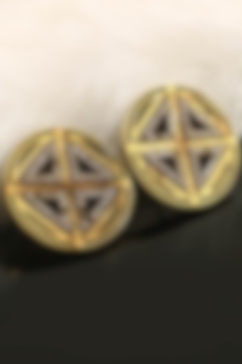 Gold Finish American Diamond Stud Earrings In Sterling Silver by Palace Of Silver at Pernia's Pop Up Shop