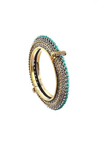 Two Tone Finish Handcrafted Bangle In Sterling Silver by Palace Of Silver