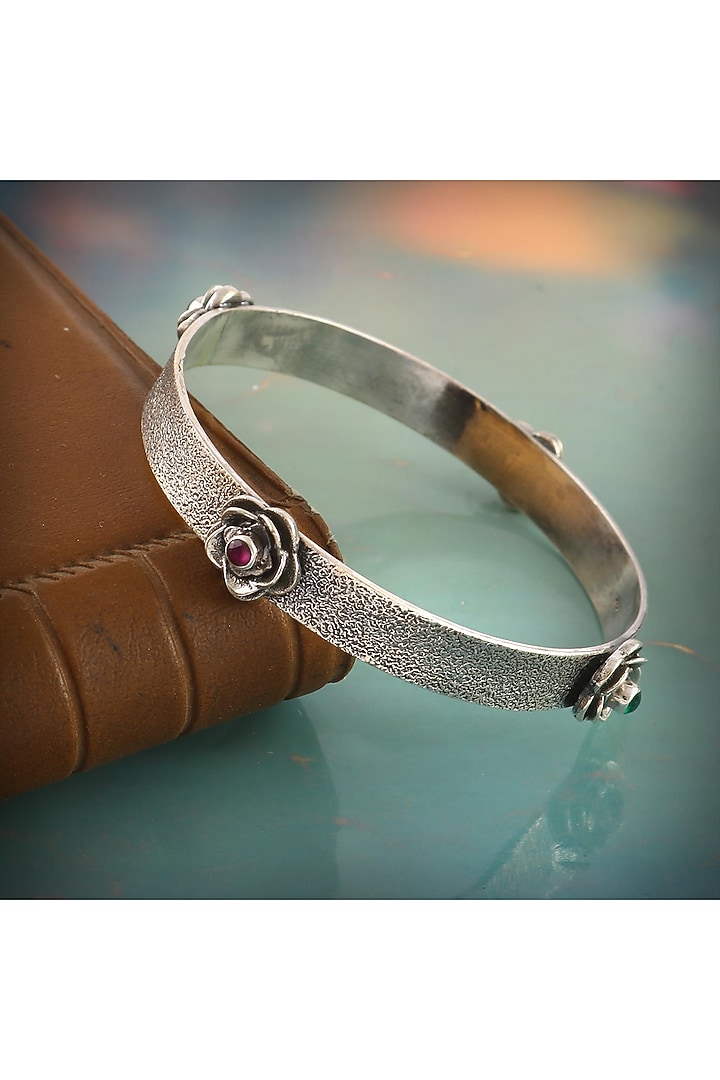 Silver Ruby Handcrafted Bangle In Sterling Silver by Palace Of Silver at Pernia's Pop Up Shop