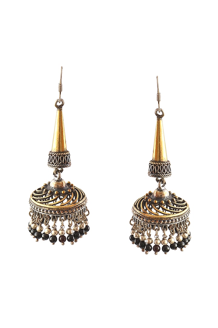 Two-Tone Finish Ghungroo Dangler Earrings In Sterling Silver by Palace Of Silver