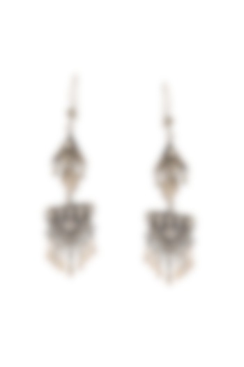 Silver Finish Dangler Earrings In Sterling Silver by Palace Of Silver