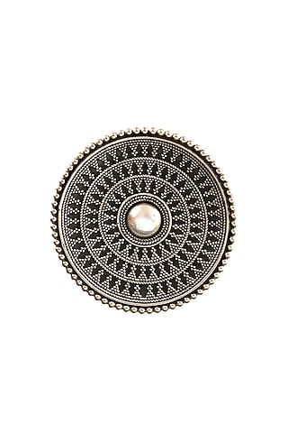 Silver Finish Floral Ring In Sterling Silver by Palace Of Silver