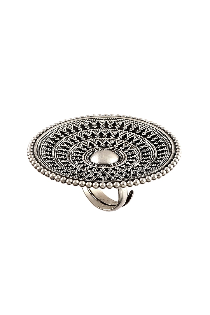 Silver Finish Floral Ring In Sterling Silver by Palace Of Silver at Pernia's Pop Up Shop