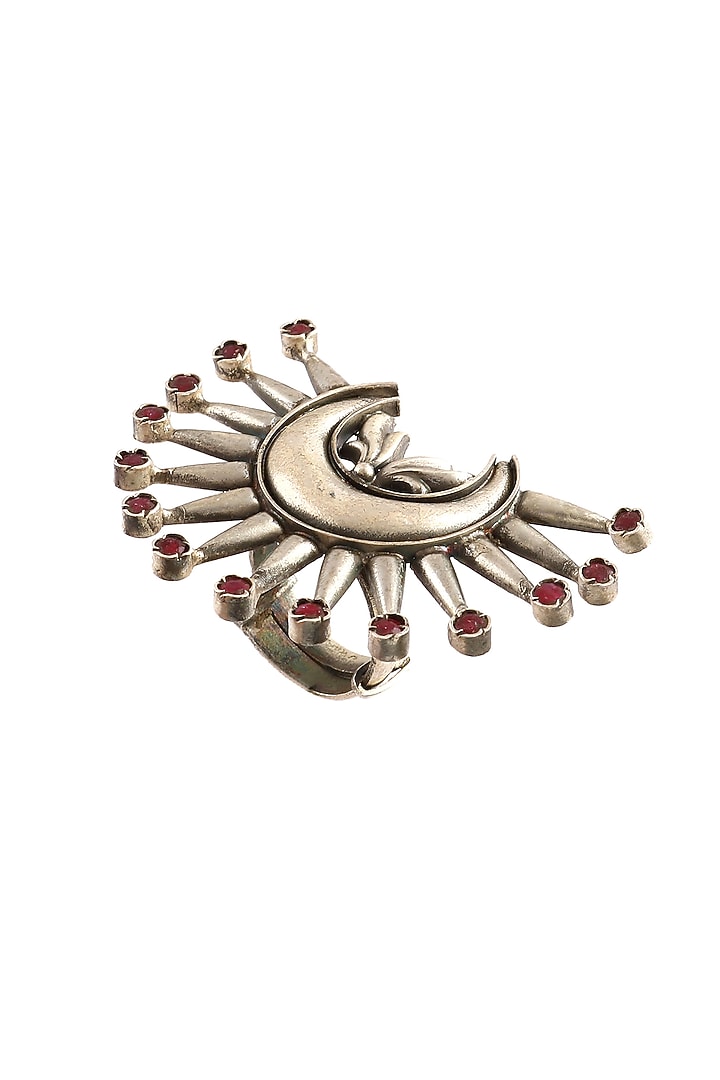 Silver Finish Ruby Gemstone Floral Ring In Sterling Silver by Palace Of Silver at Pernia's Pop Up Shop