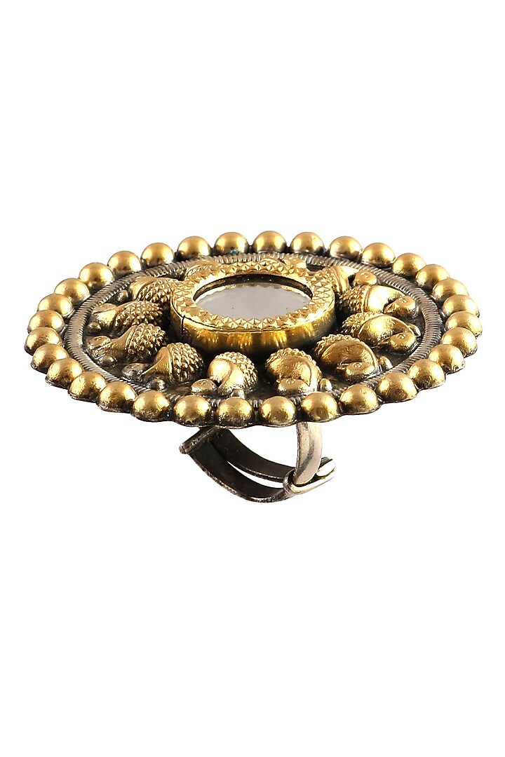 Two-Tone Finish Mirror Ring In Sterling Silver by Palace Of Silver at Pernia's Pop Up Shop