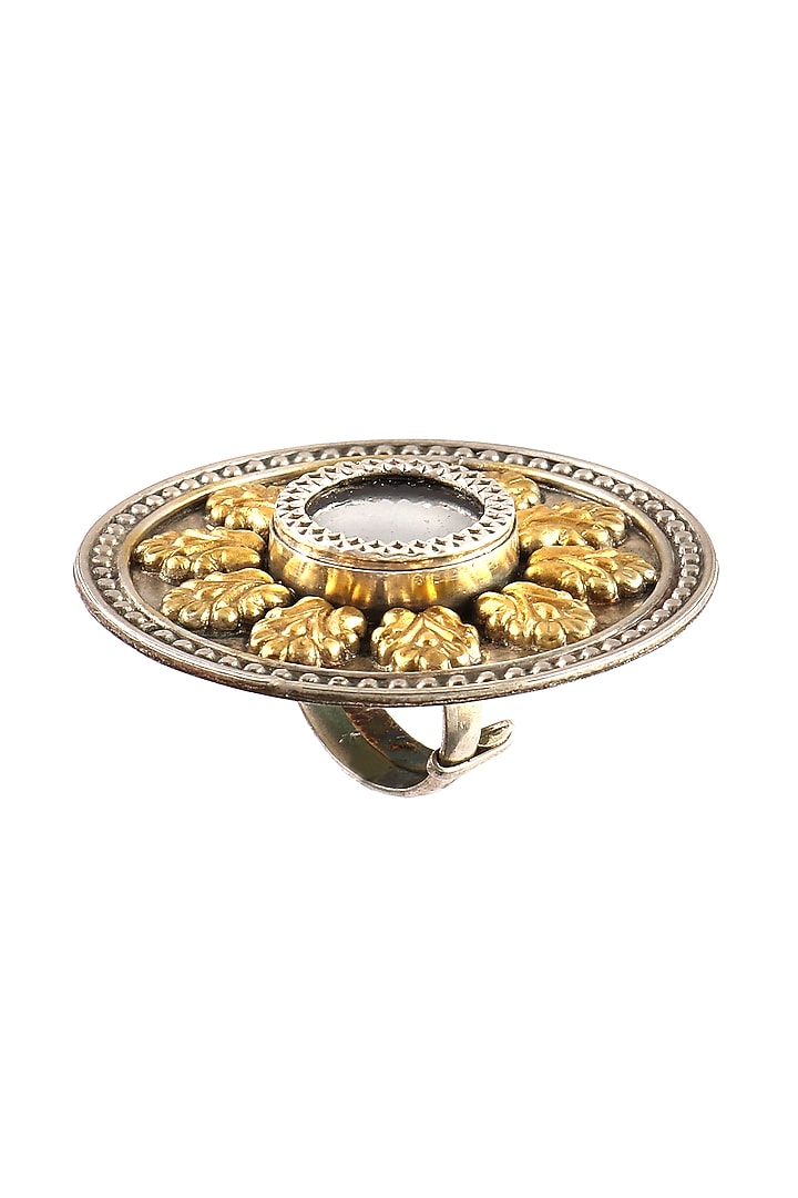 Two-Tone Finish Mirror Ring In Sterling Silver by Palace Of Silver at Pernia's Pop Up Shop