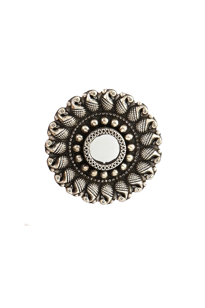 Silver Finish Mirror Floral Ring In Sterling Silver by Palace Of Silver at Pernia's Pop Up Shop