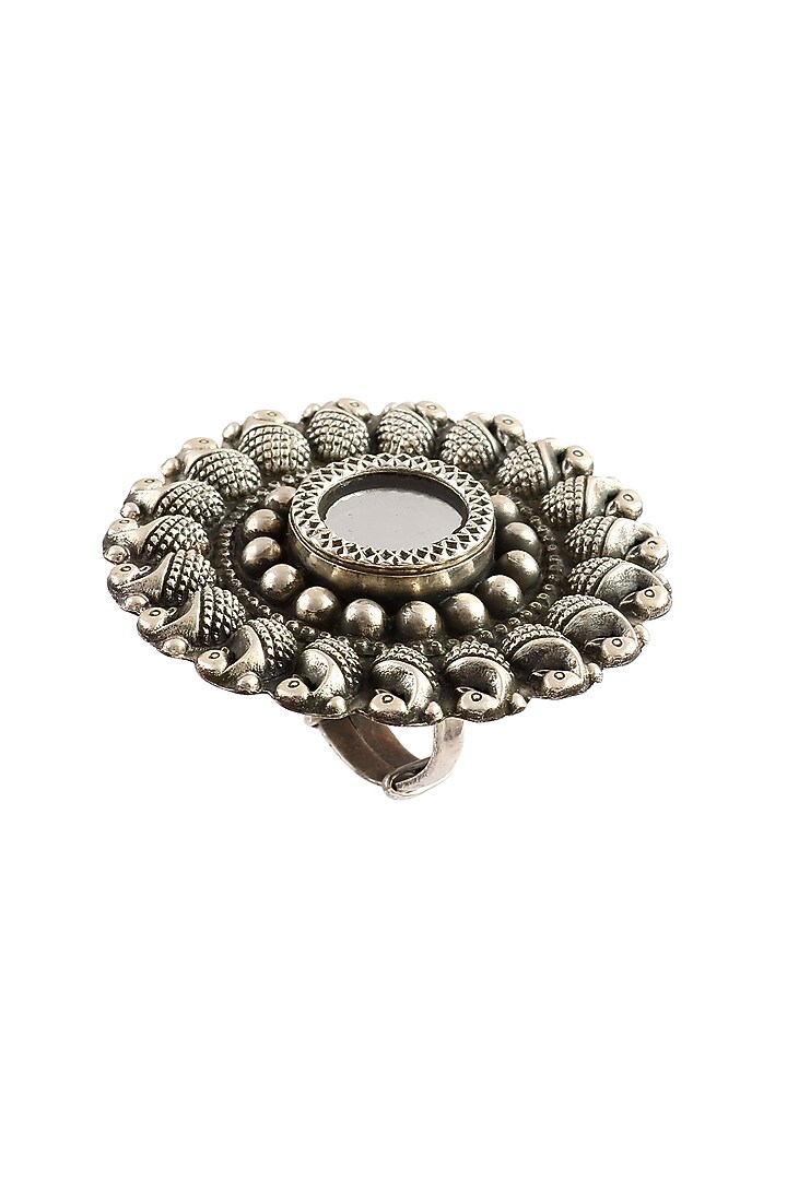 Silver Finish Mirror Floral Ring In Sterling Silver by Palace Of Silver at Pernia's Pop Up Shop