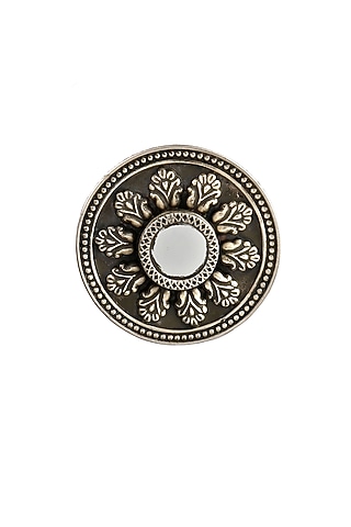 Silver Finish Mirror Floral Ring In Sterling Silver by Palace Of Silver