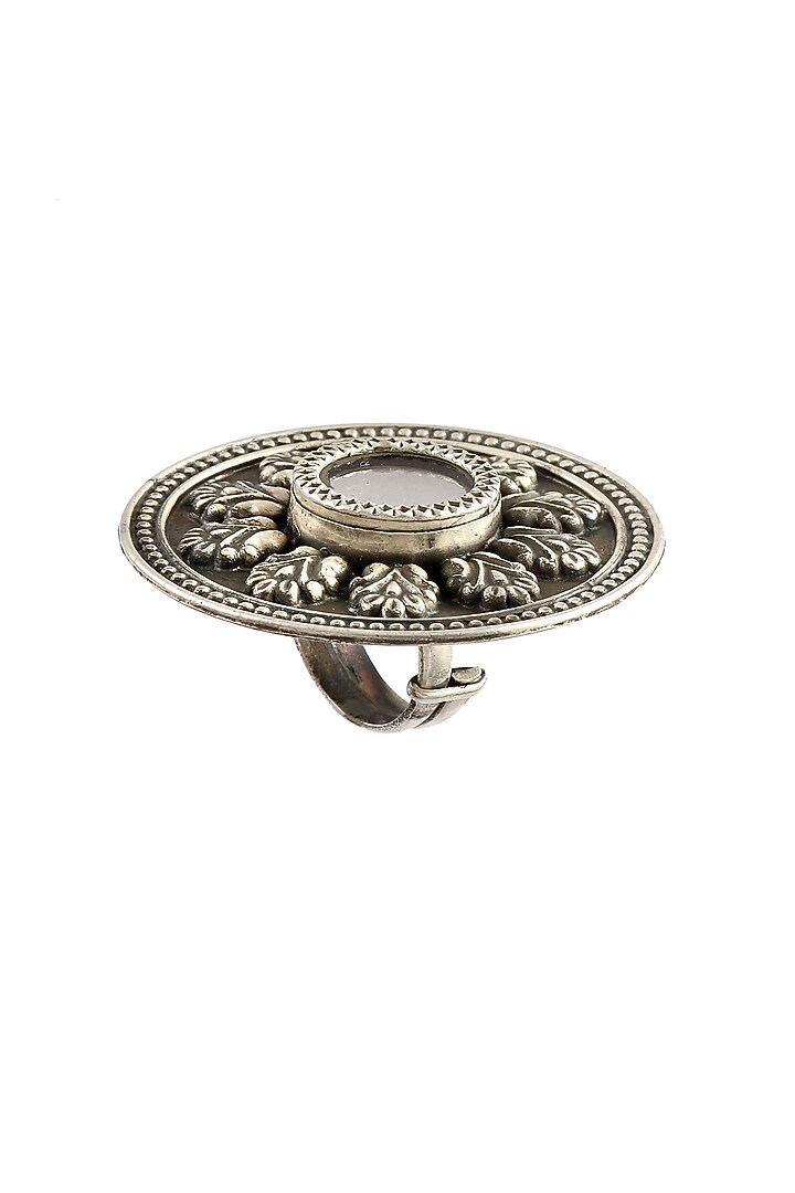 Silver Finish Mirror Floral Ring In Sterling Silver by Palace Of Silver at Pernia's Pop Up Shop