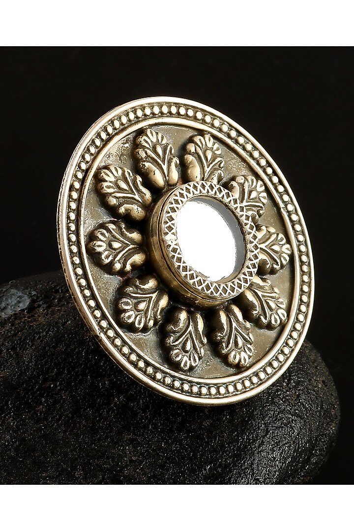 Silver Finish Mirror Floral Ring In Sterling Silver by Palace Of Silver at Pernia's Pop Up Shop