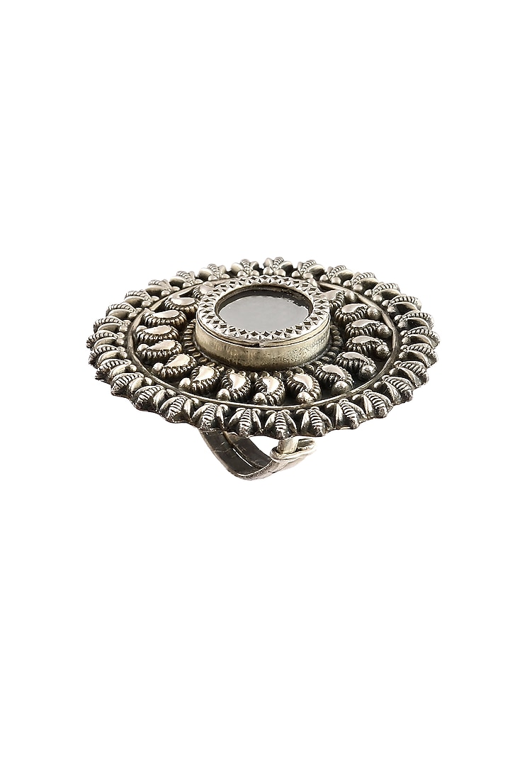 Silver Finish Mirror Floral Ring In Sterling Silver by Palace Of Silver at Pernia's Pop Up Shop