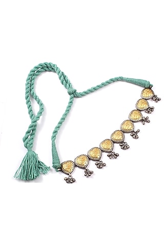 Two-Tone Finish Ghungroo Choker Necklace In Sterling Silver by Palace Of Silver