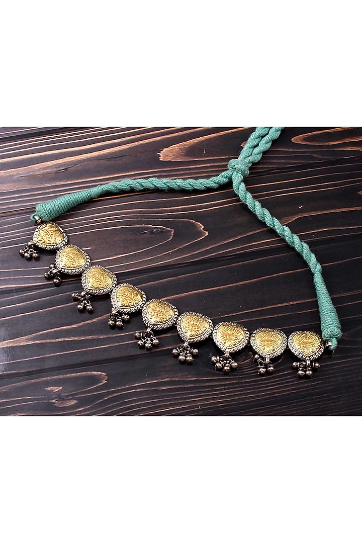 Two-Tone Finish Ghungroo Choker Necklace In Sterling Silver by Palace Of Silver at Pernia's Pop Up Shop