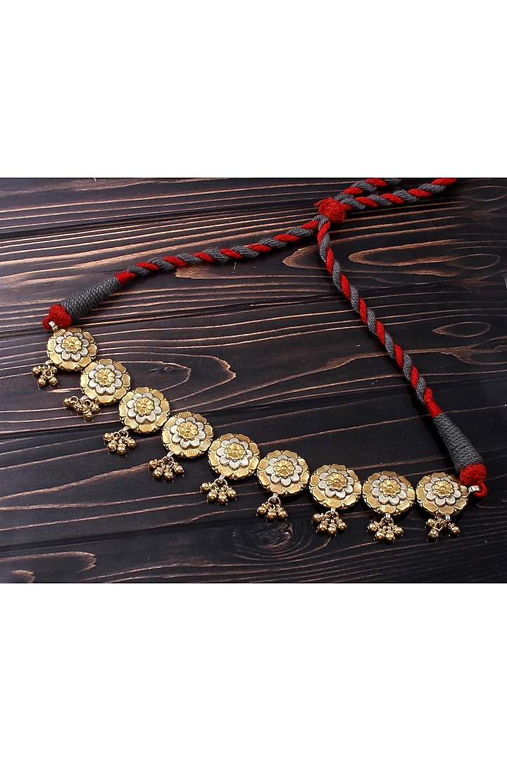 Two-Tone Finish Ghungroo Choker Necklace In Sterling Silver by Palace Of Silver at Pernia's Pop Up Shop