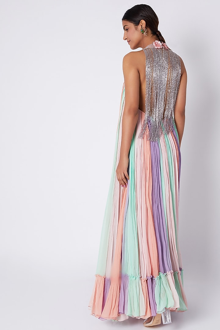Multi Colored Embroidered Gown by Pooja Sampat at Pernia's Pop Up Shop