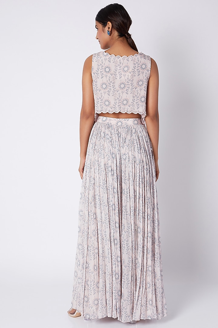 Blush Pink Printed Tunic With Palazzo Pants by Pooja Sampat at Pernia's Pop Up Shop