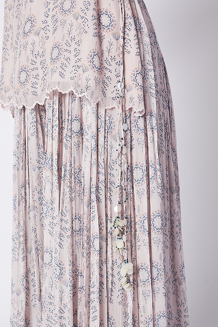 Blush Pink Printed Tunic With Palazzo Pants by Pooja Sampat at Pernia's Pop Up Shop