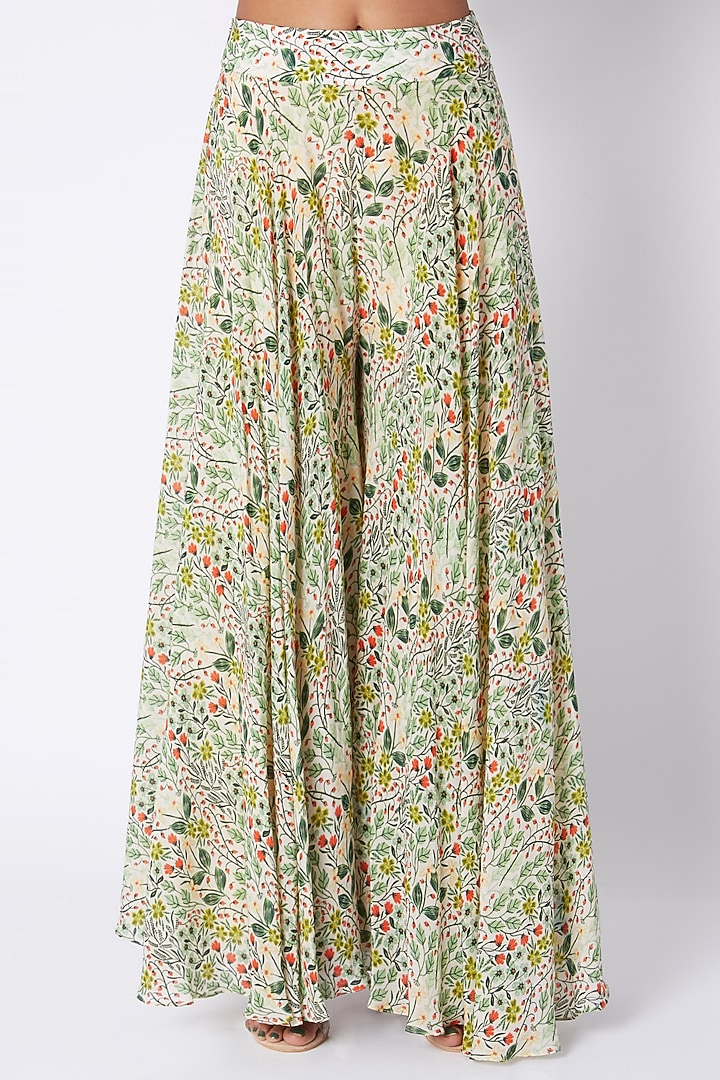 Multi Colored Embroidered & Printed Tunic With Flared Palazzo Pants by Pooja Sampat at Pernia's Pop Up Shop