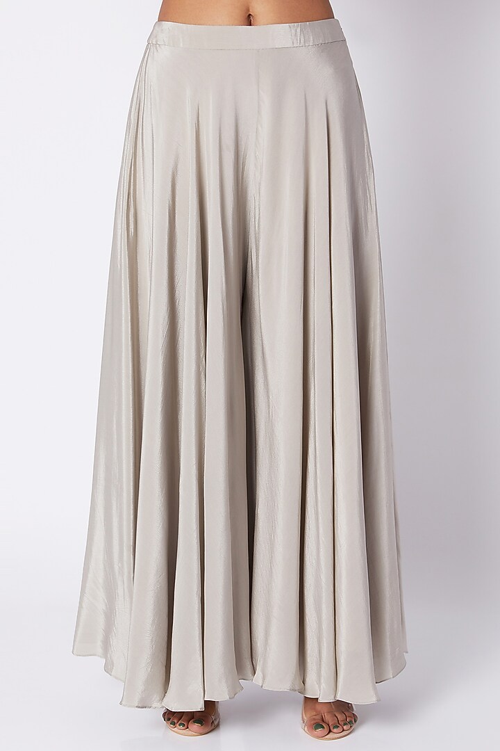 Beige Embroidered Bustier With Palazzo Pants & Jacket by Pooja Sampat at Pernia's Pop Up Shop