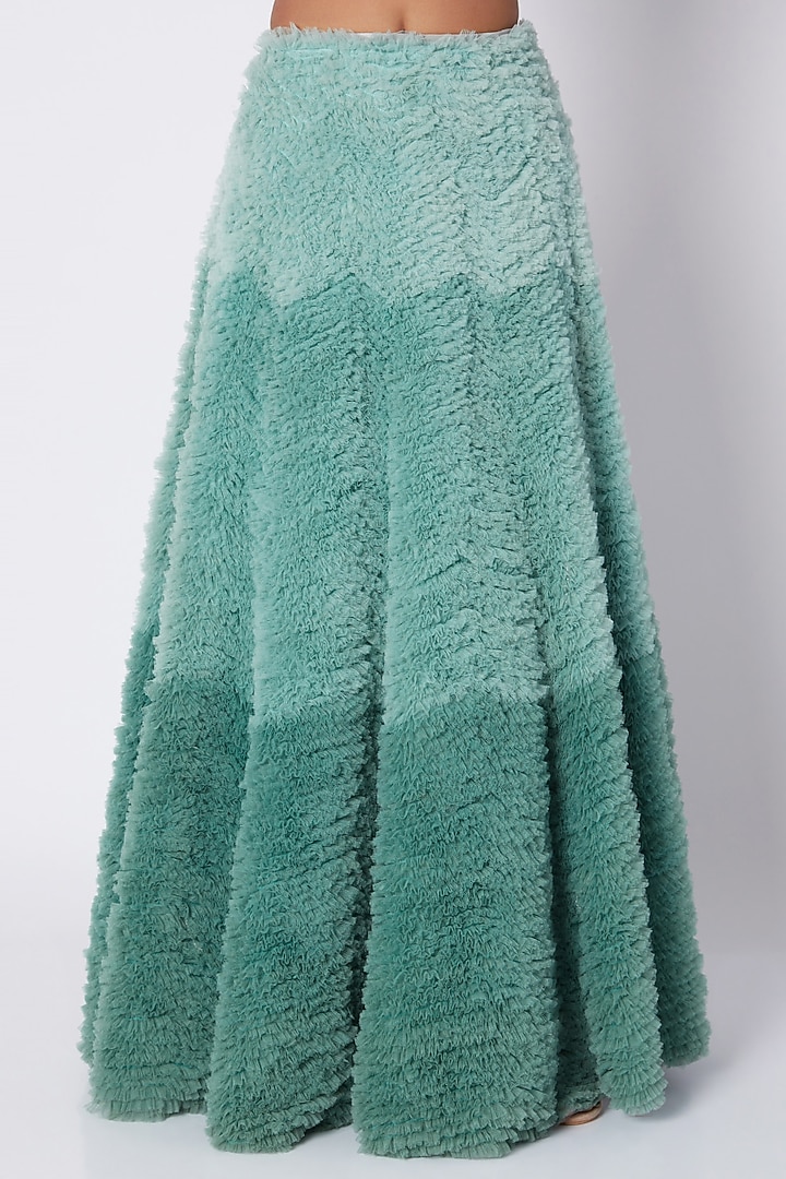 Sea Green Embroidered Ombre Wedding Lehenga Set by Pooja Sampat at Pernia's Pop Up Shop