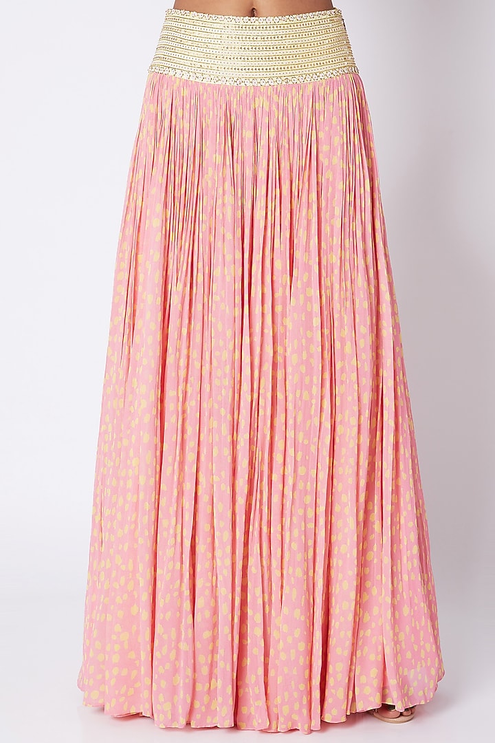 Pink Embroidered & Printed Wedding Lehenga Set by Pooja Sampat at Pernia's Pop Up Shop