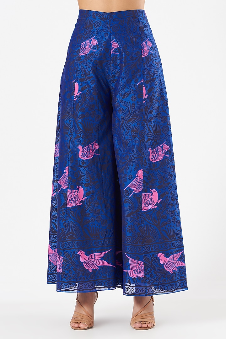 Cobalt Blue Chanderi Embroidered Kurta Set by Pooja singhal at Pernia's Pop Up Shop
