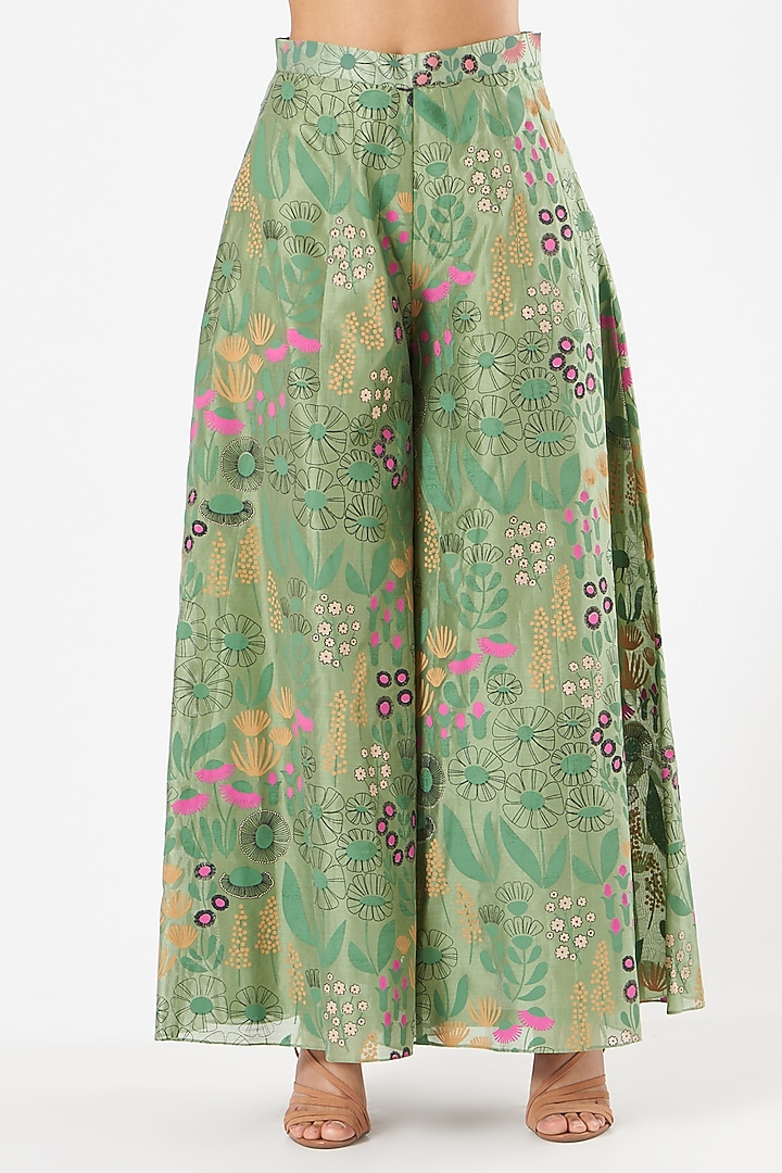 Mint Green Chanderi Embroidered Kurta Set by Pooja singhal at Pernia's Pop Up Shop