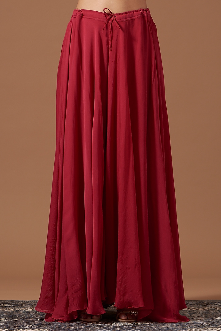 Wine Chiffon Embroidered Kurta Set by Pooja singhal at Pernia's Pop Up Shop