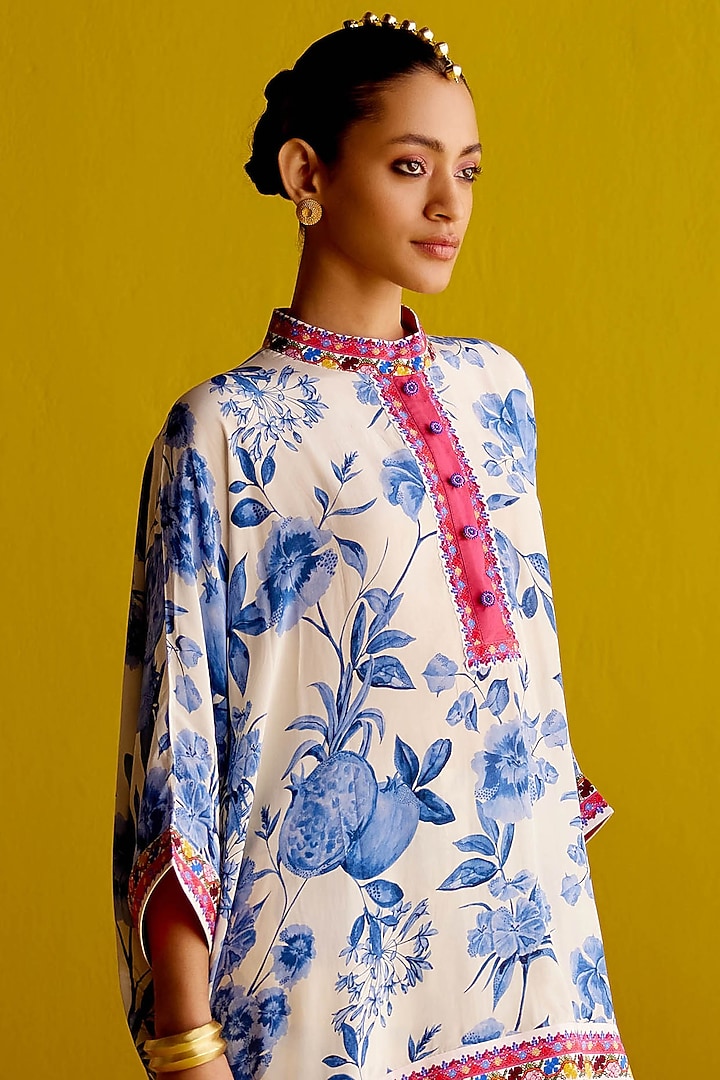 Ivory & Blue Crepe Co-Ord Set by Pooja Singhal at Pernia's Pop Up Shop