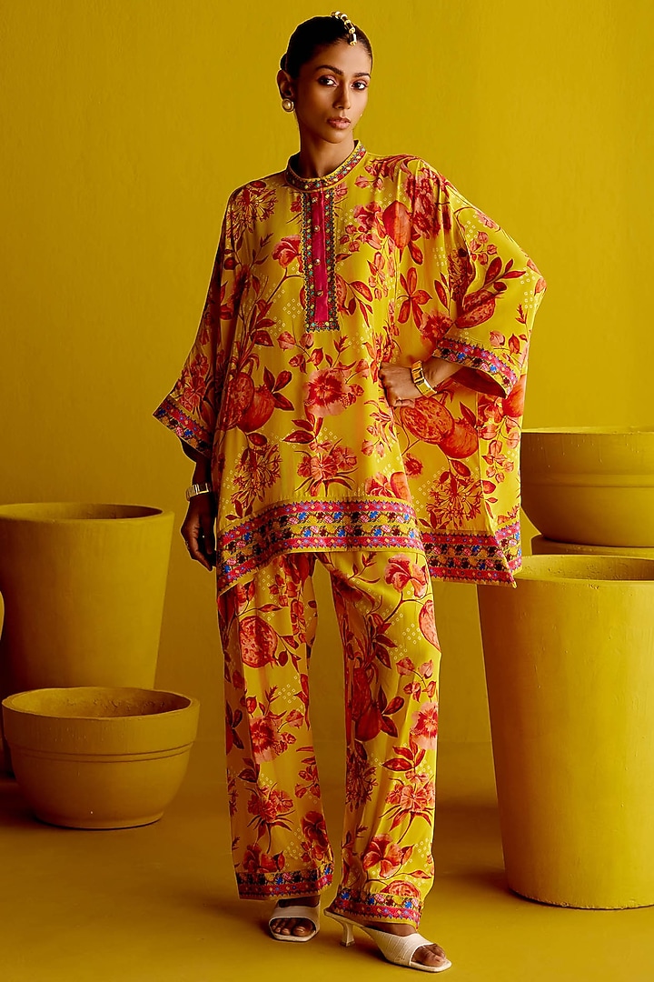 Yellow Crepe Co-Ord Set by Pooja Singhal at Pernia's Pop Up Shop