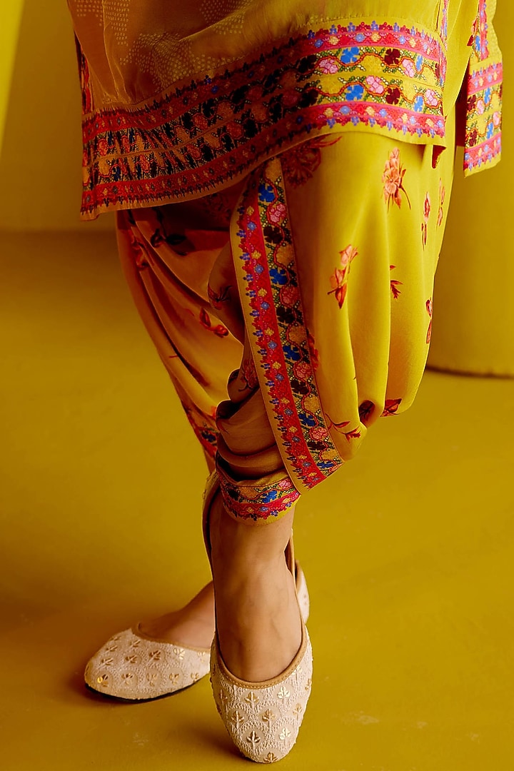 Yellow Crepe Dhoti Pant Set by Pooja Singhal at Pernia's Pop Up Shop