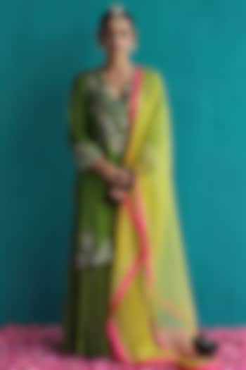 Mehendi Green Lurex Gharara Set by Pooja singhal