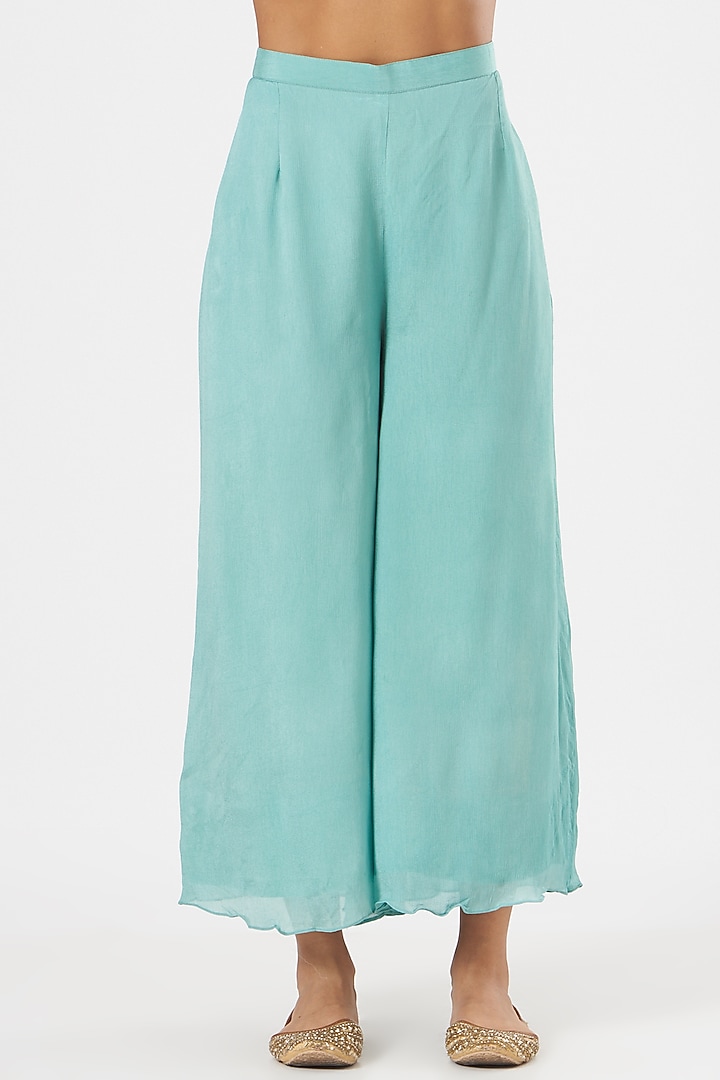 Ice Blue Embroidered Long Kurta Set by Poshak apparels at Pernia's Pop Up Shop