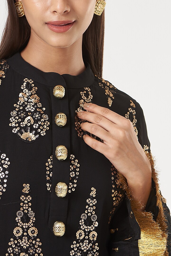 Beige Georgette Gharara Set by POSHAAK at Pernia's Pop Up Shop
