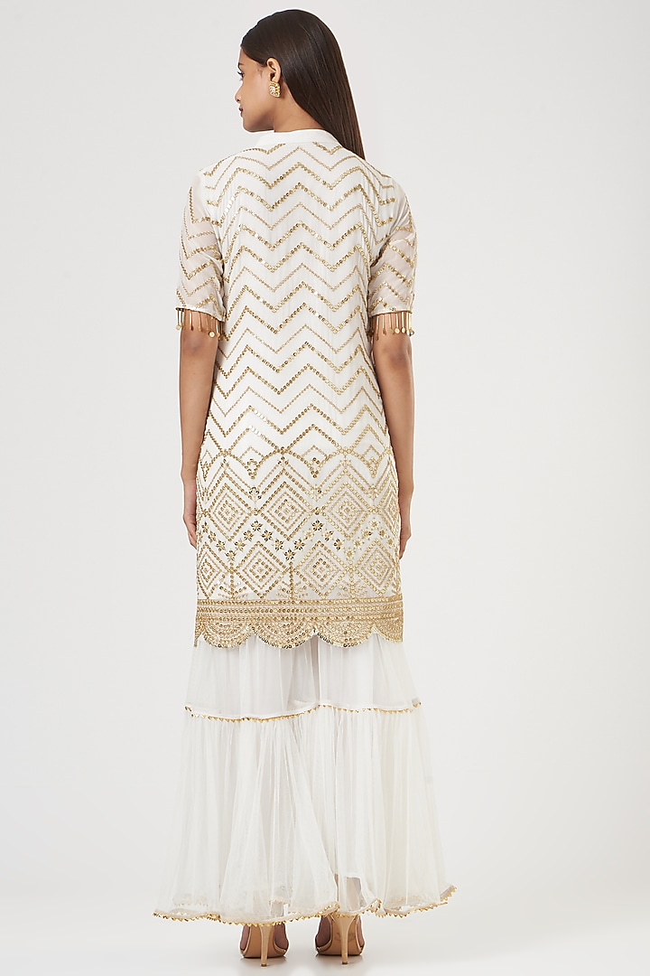 White Net Gharara Set by POSHAAK at Pernia's Pop Up Shop